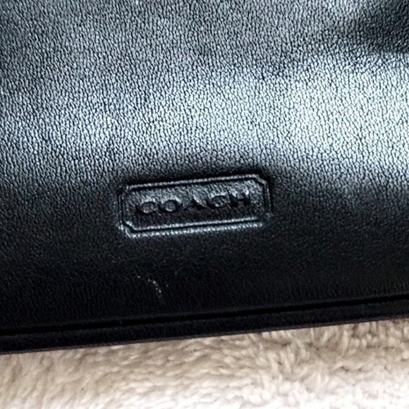 ๐ค Vintage Coach Black Leather Skinny Cosmetics Case Clutch Pouch Bag VERY RARE - Picture 6 of 10